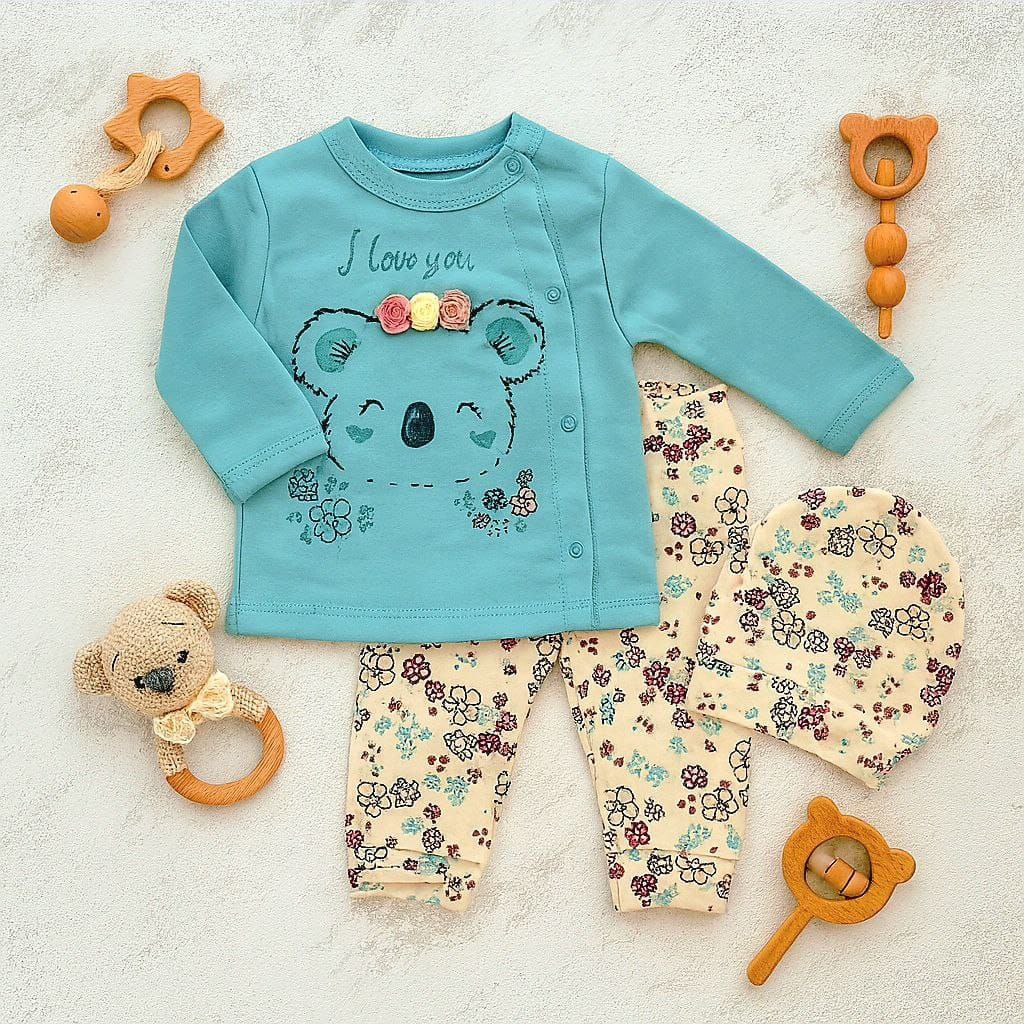 Set For Baby Girl Bear & Flower Design Size 0-6 months
