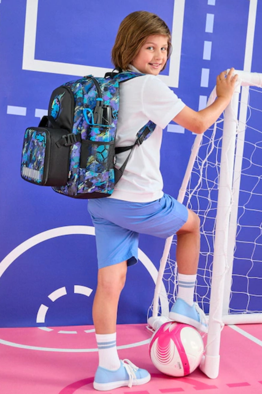 Smiggle Lunch Bag - Attach | Blue Football | 25×19×8cm