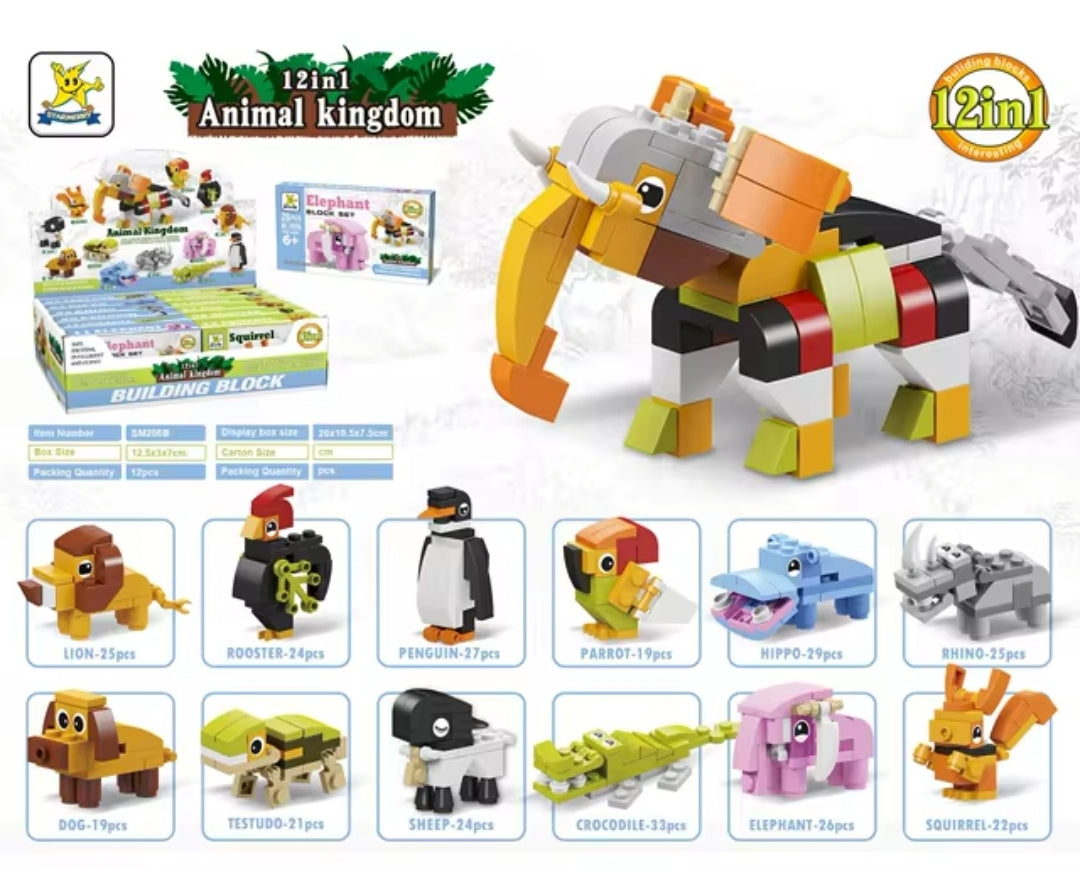Building Blocks Animals 12in1-3D Puzzle,Logic&Tricky Games