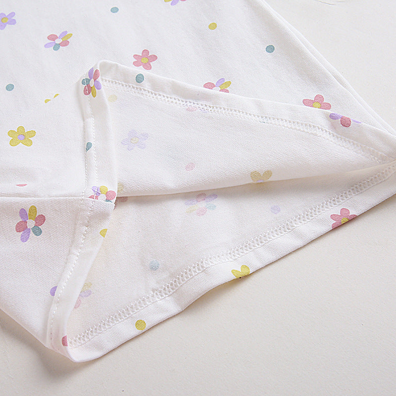 Girls Cotton Tank Tops (4 pcs) – Pink Flower | Size 2–10Y