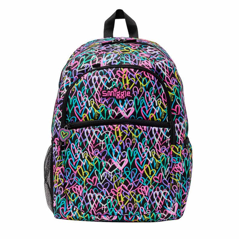 Smiggle Heart Design Set 3pcs Backpack 42cm Lunch Box Bottle