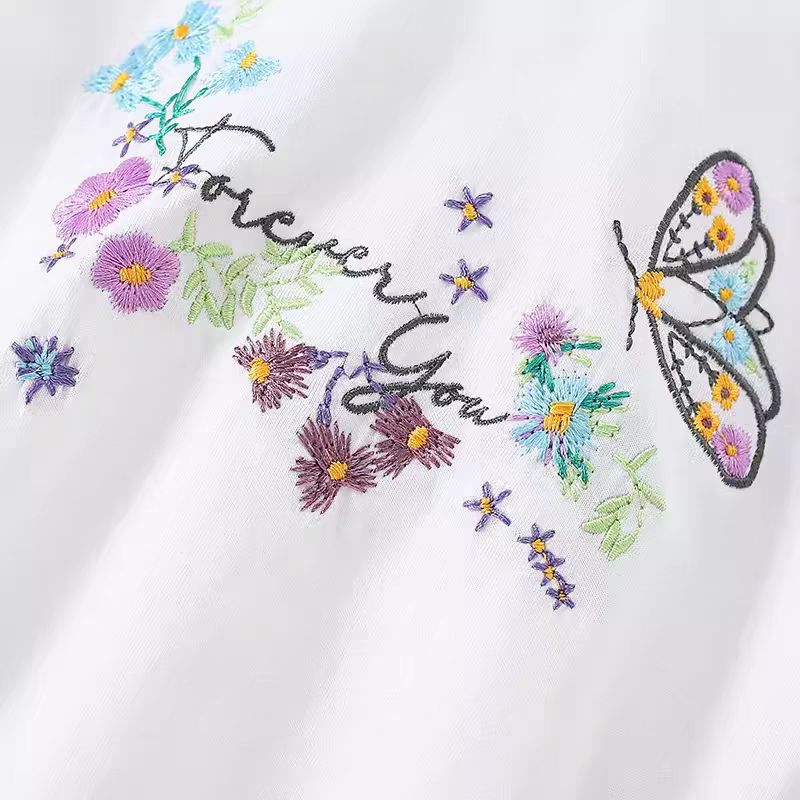 T-shirt For Girls Flower Design Cotton 100% Size 2-8y