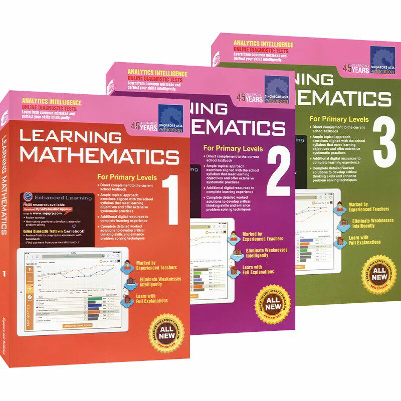 9 Pieces Math Book for Learning Math Grade 1-6 for Kids in Kindergarten and Primary School