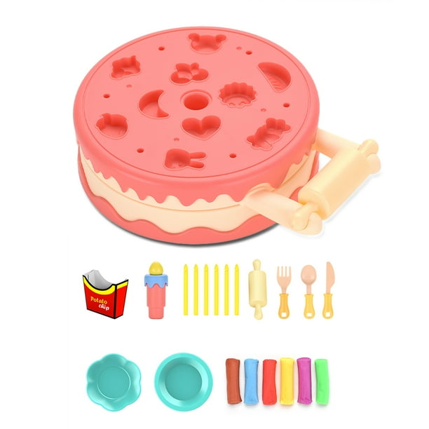 Toy Set Play Birthday Cake Set 29 Color Clay Molds With 6 Sides