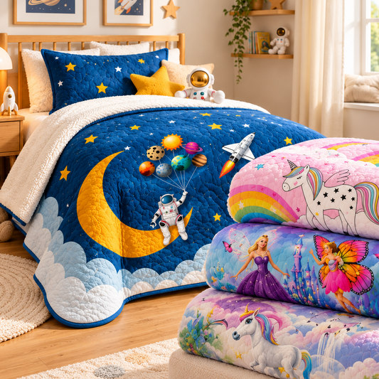 Warm & Cozy Kids Plush Comforter | Soft Fleece Backing | 180×210 cm