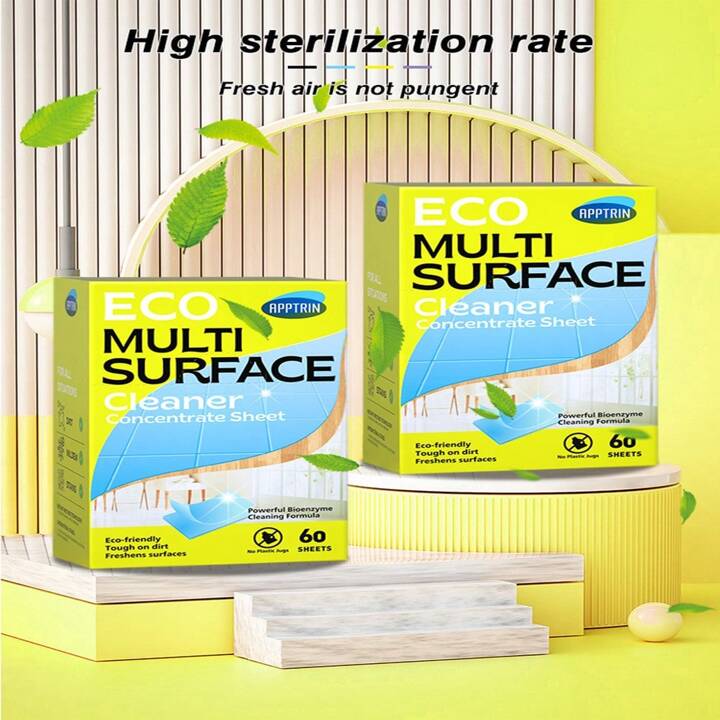 Multi Surface Cleaner Sheets, ECO-Friendly Mopping concentrated Floor Cleaning Slice, Water Soluble, Fresh Scent, Floor Cleaner 60 Sheet