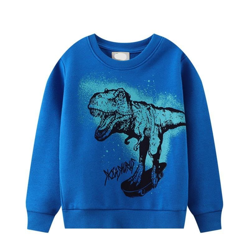 Cotton 100% Sweater Blue Dinosaur Design