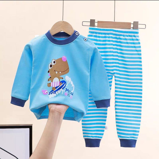 Cotton  100% Pijama For Kids Long Sleeve Dino Design