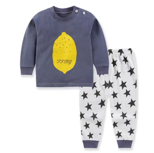 Cotton  100% Pijama For Kids Long Sleeve Lemon Design