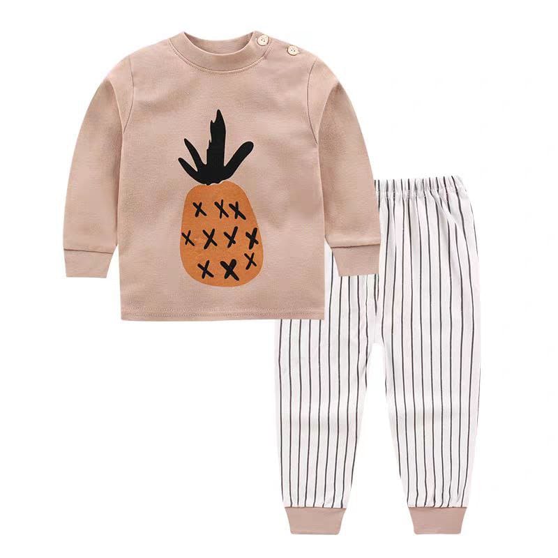 Cotton  100% Pijama For Kids Long Sleeve Pineapple Design