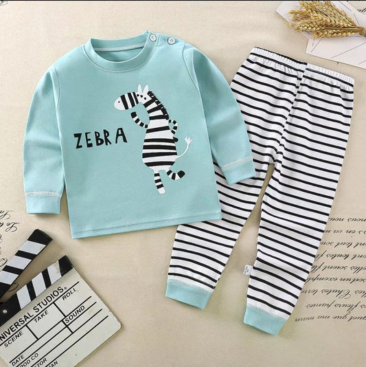 Cotton  100% Pijama For Kids Long Sleeve Zebra Design