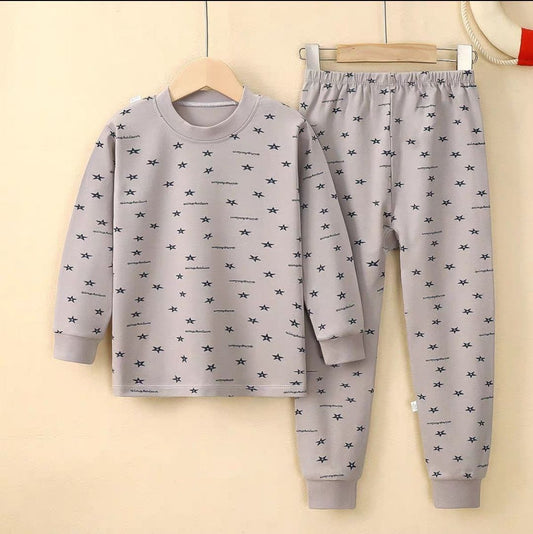 Cotton  100% Pijama For Kids Long Sleeve Stars Design