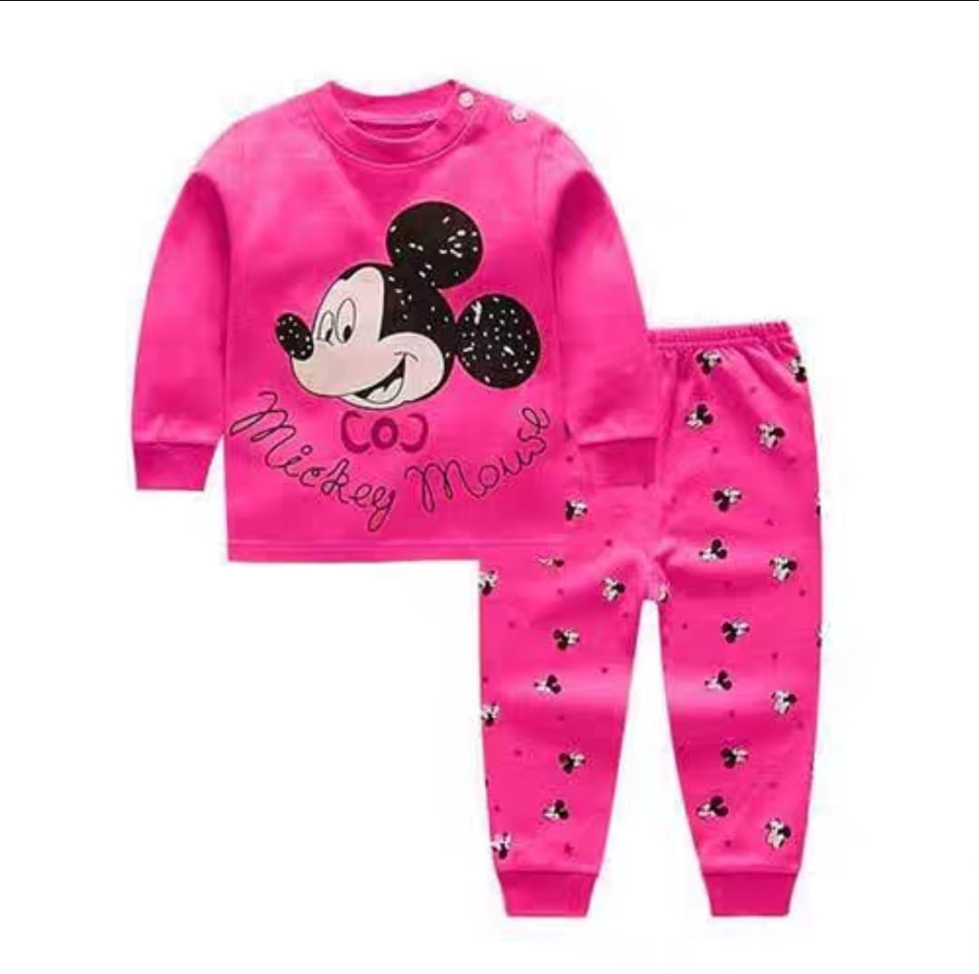 Cotton  100% Pijama For Kids Long Sleeve Mickey Mouse Design