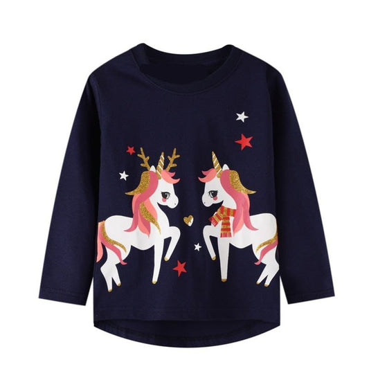 Cotton 100% Long Sleeve Top Unicorn Design