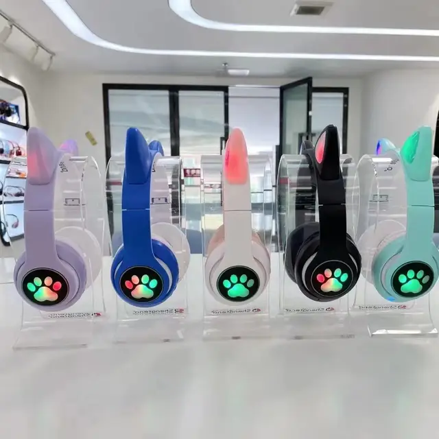 Cute Cat Ear Wireless Headphones- LED Lights, Noise Cancelling & Bluetooth 5.0