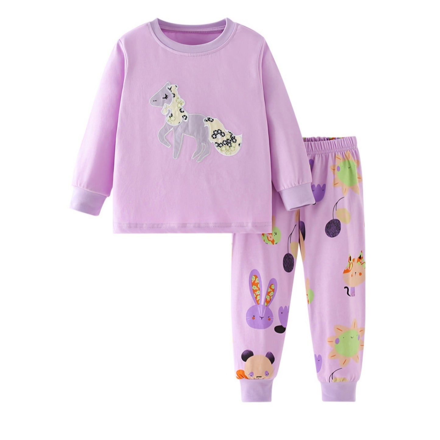 Pijama For Girl Cotton 100% Purple Unicorn Size 1-8y