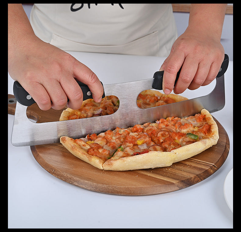 Sharp Pizza Cutter Stainless Steel With Double Handles And Protective Cover