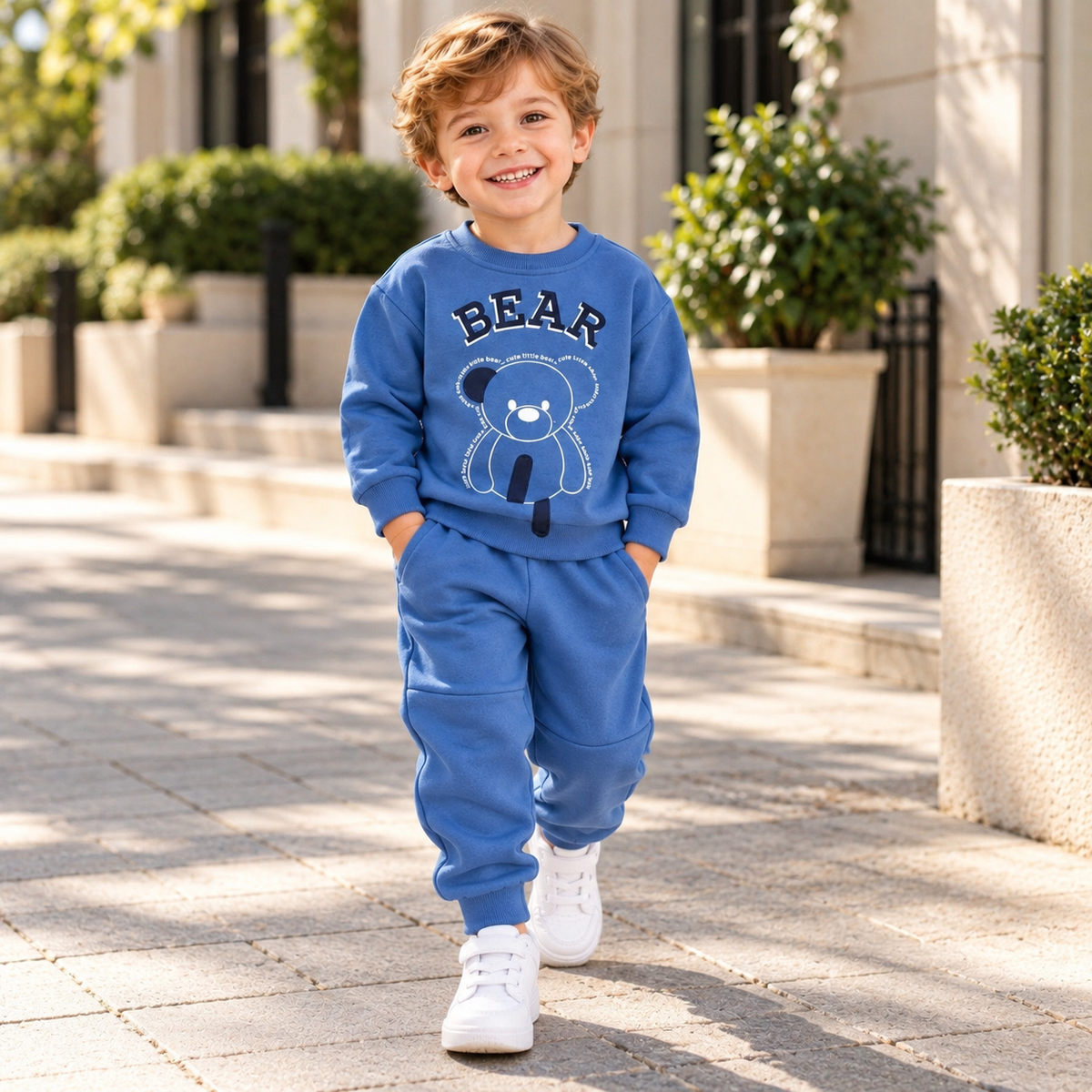 Boys’ Bear Warm Fleece Outfit Set | 1–4Y
