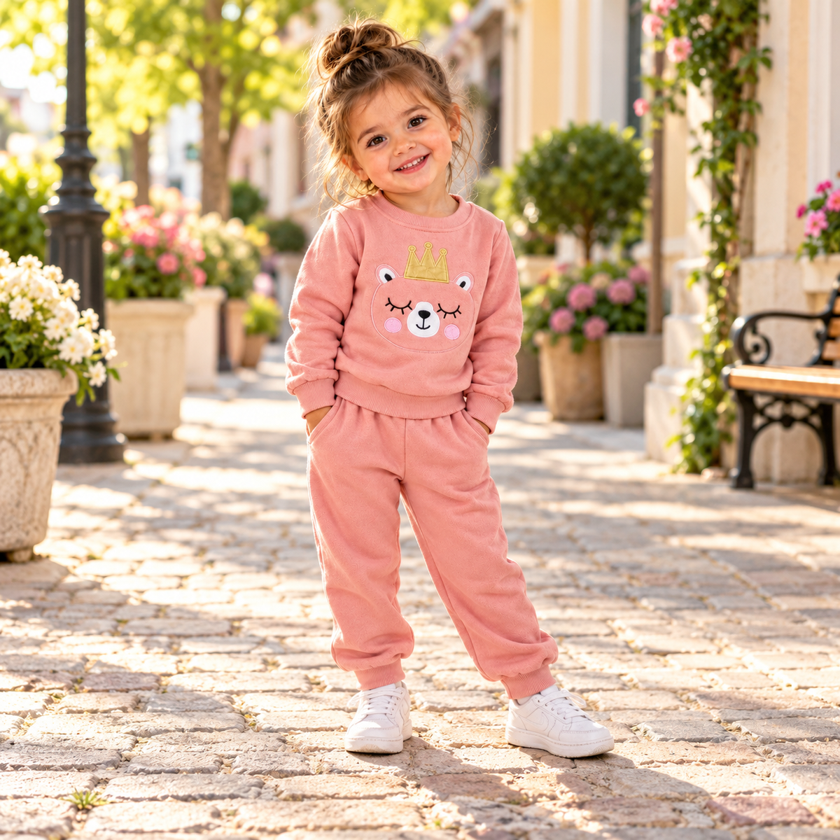 Girls’ Princess Bear Warm Fleece Outfit Set | 6–24M