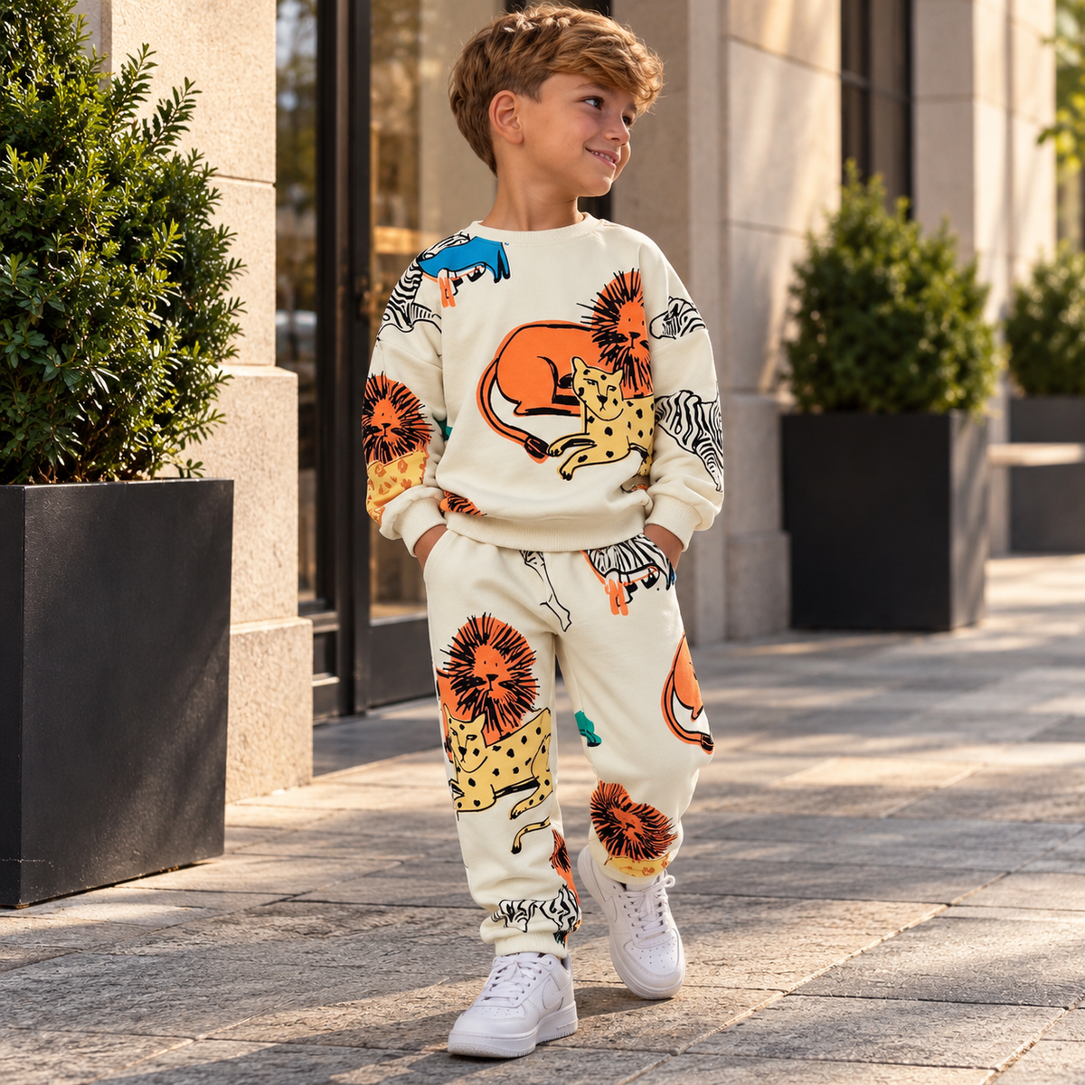 Kids’ Animal Print Fleece Outfit Set / 2–8Y