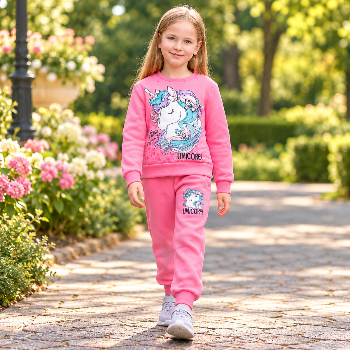Girls’ Pink Unicorn Fleece Outfit Set / 3–10Y