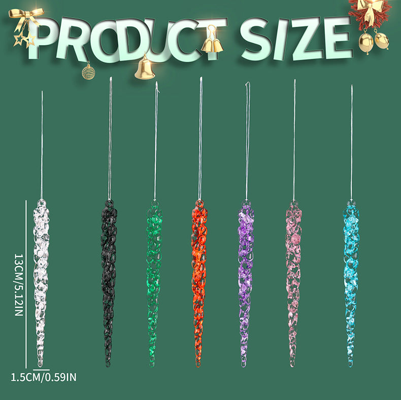 Transparent Crystal-Look Christmas Icicle Ornaments | 12 Pcs | 13cm