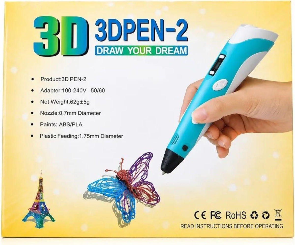 3D PEN-2 product box and blue pen