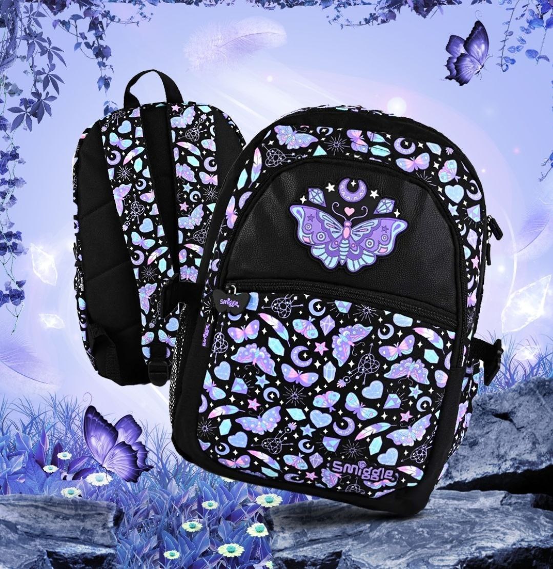 Smiggle Backpack Purple Butterfly Design