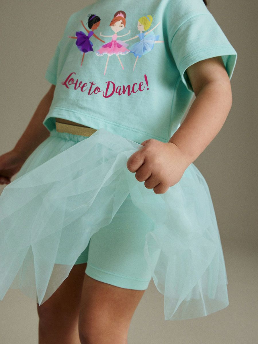 Outfit For Girls Set Of 2 Pcs Dance Design Size 2-7y