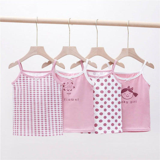 T Girls Undershirts Set Of 4 Pcs Size 2-10y