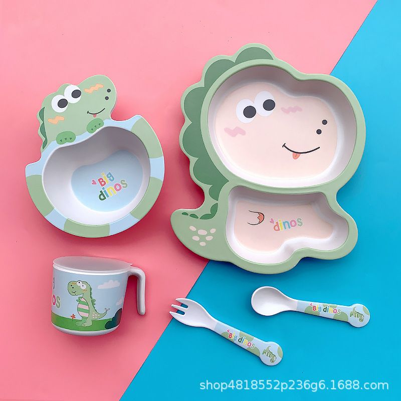 Kids Dinnerware Set - Children Dishes 100% Bamboo Fiber