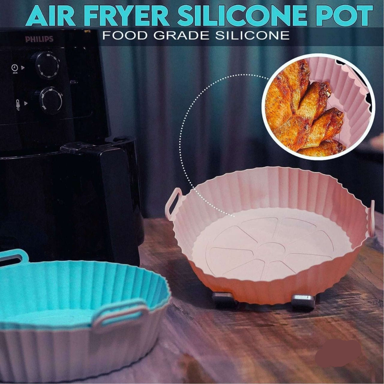 Air Fryer Round Silicone Pot 3 Colors Available