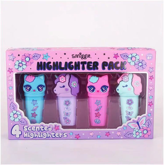 Highligters Pack Of 4 Unicorn Cat Design