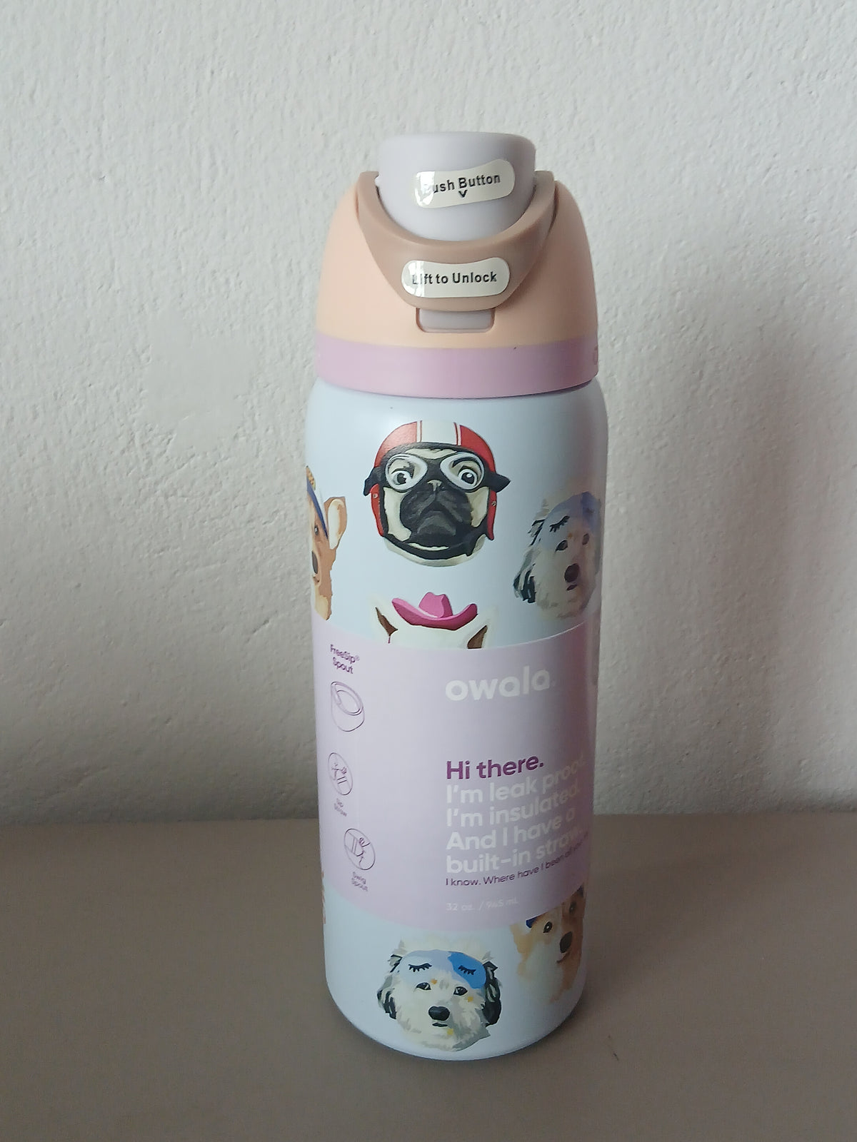 Owala Bottle Stainless Steel FreeSip Leak-proof | Dog Collage | 950ml