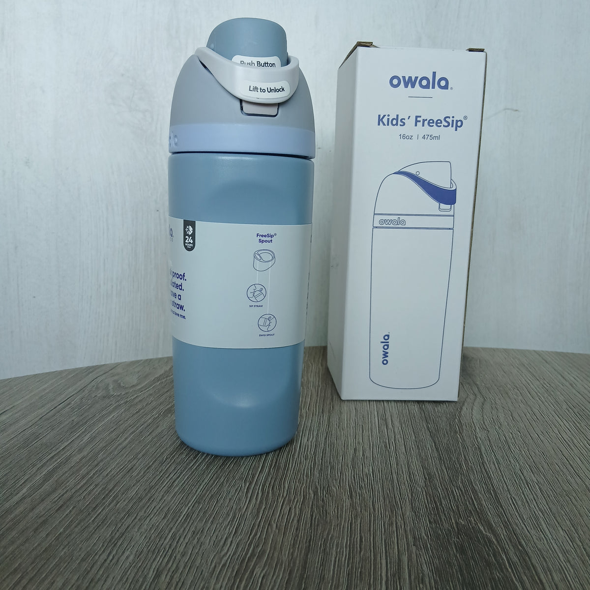 Owala Bottle - Stainless Steel Free Sip Leak-proof | Dusty Blue | 480ml