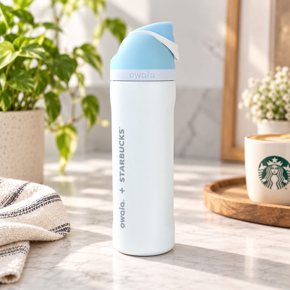 Owala Stainless Steel FreeSip Leak-proof | Starbucks White | 24oz | 710ml