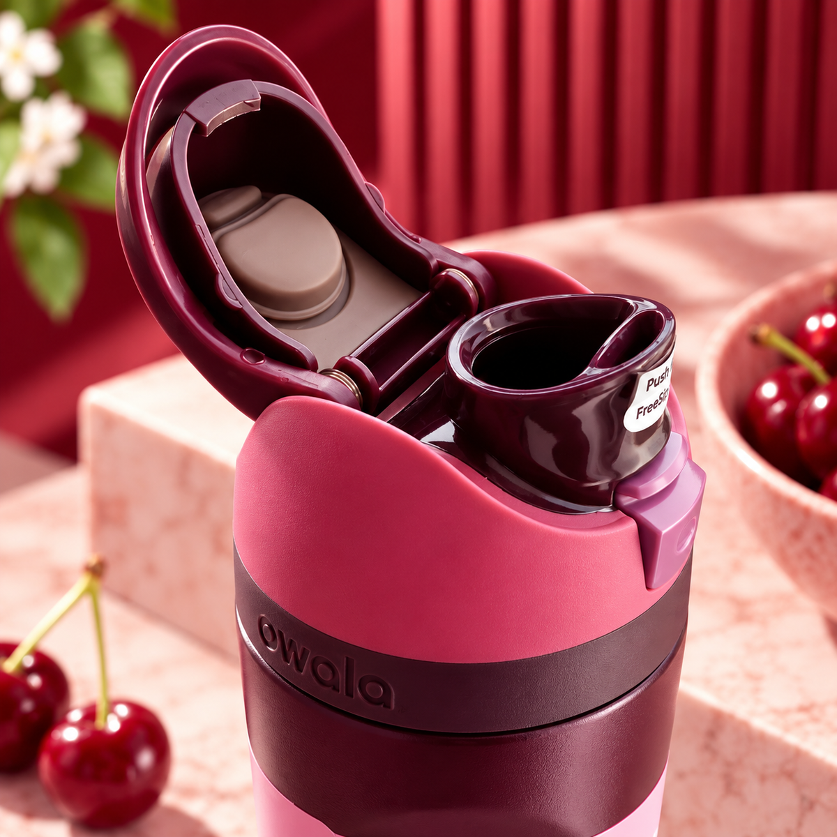 Owala Stainless Steel FreeSip Leak-Proof | Black Cherry Matte | 24-32 Oz | 710-950ml
