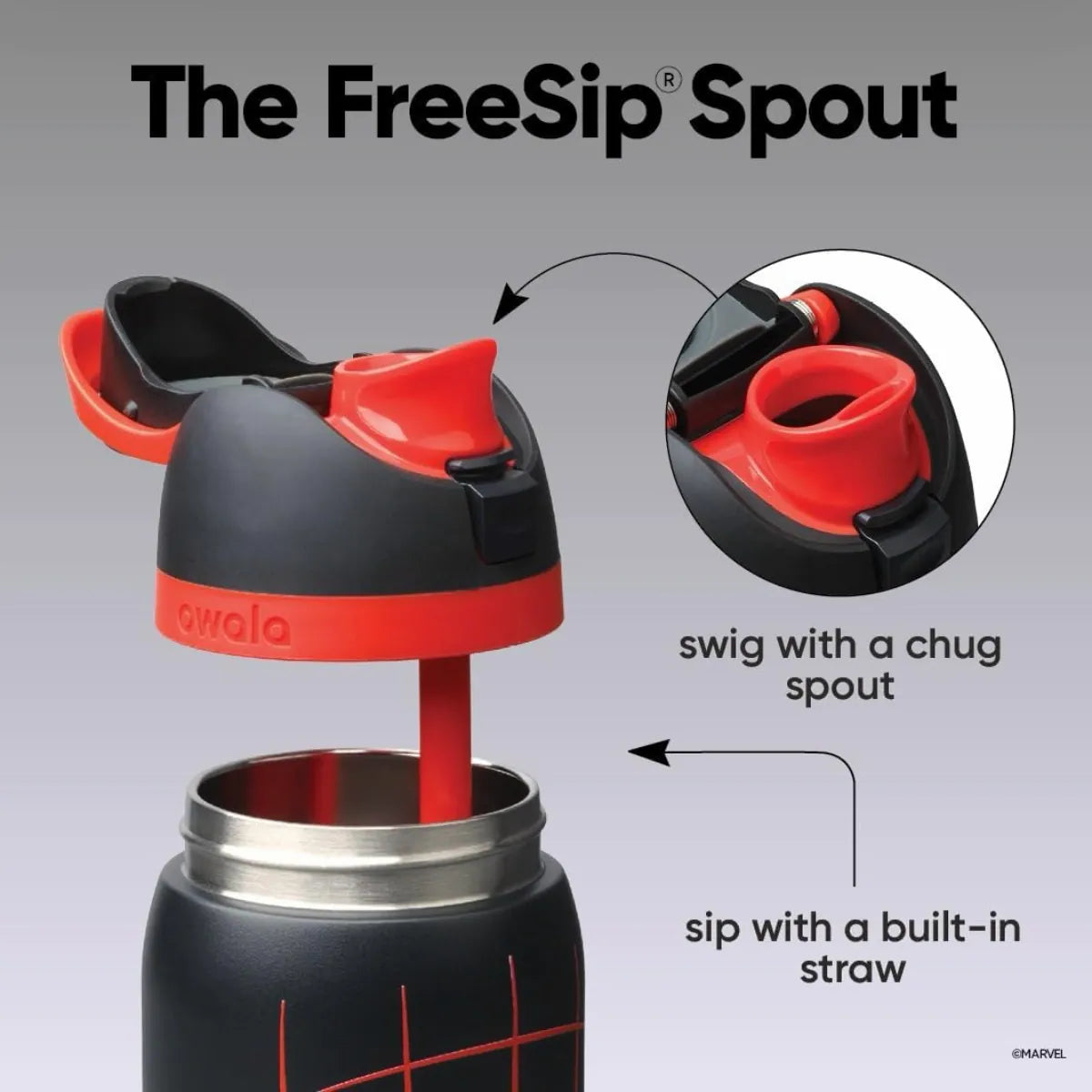 Owala Stainless Steel FreeSip Leak-proof | Spider-Man Night Watch | 24-32oz | 710-950ml