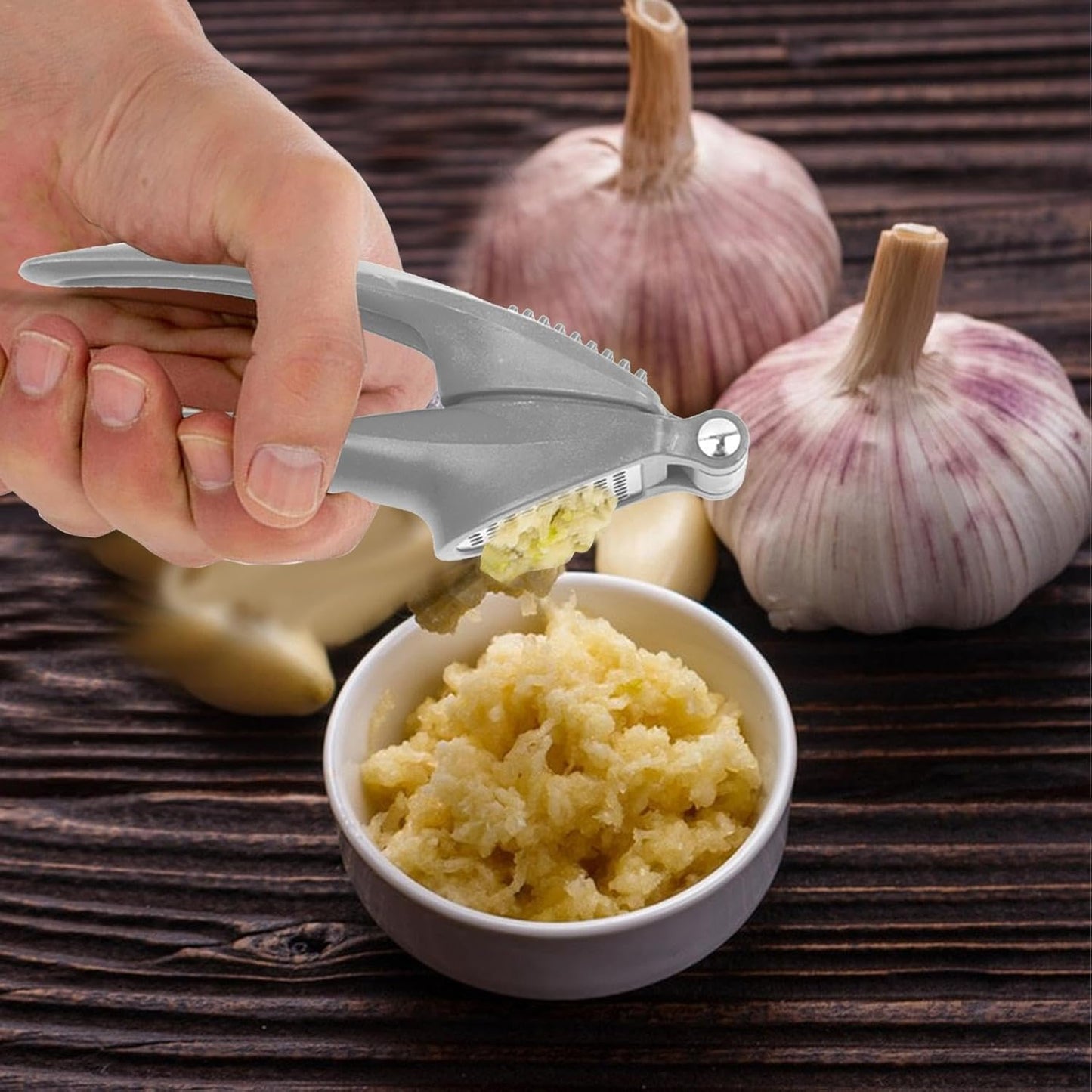 Garlic Mincer Tool Manual Crusher Squeezer White