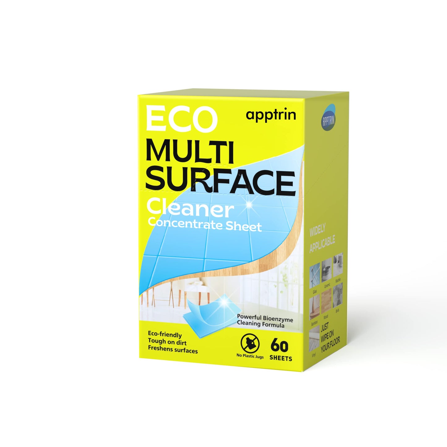 Multi Surface Cleaner Sheets, ECO-Friendly Mopping concentrated Floor Cleaning Slice, Water Soluble, Fresh Scent, Floor Cleaner 60 Sheet