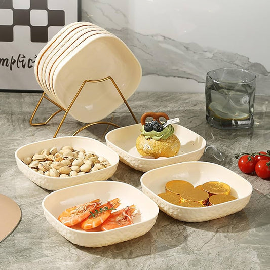 Plastic Snack Plate Reusable Set Of 5