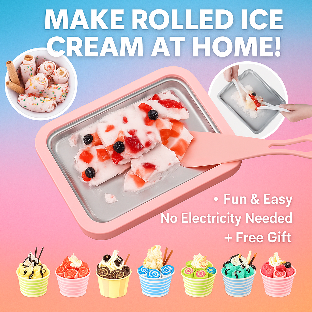 Home made Ice Cream Tray Ice Cream Maker + GIFT 2 Ice Cream Cup With 2 Spoon