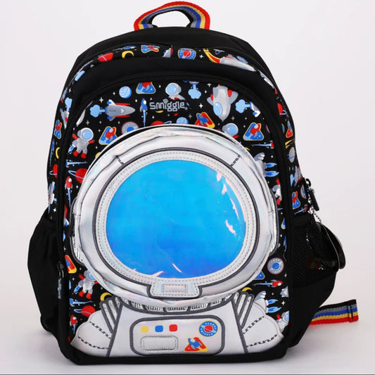 Smiggle Original Schoolbag Boy Backpack Black Astronaut Cartoon Rocket 38cm KG