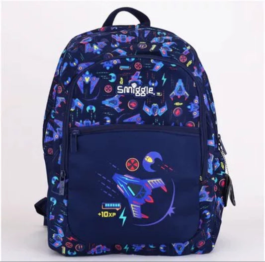 Smiggle Backpack Purple Blue Aircraft Large Capacity Cartoon Shaped Bag 43cm