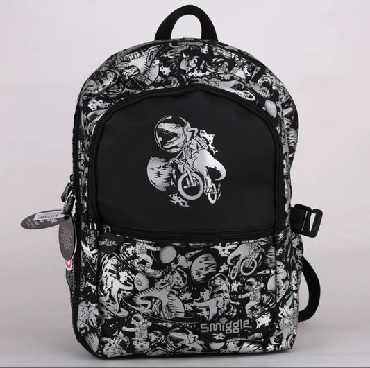 Smiggle Backpack Schoolbag Boy Greyblack Dinosaur Large Capacity Cartoon Shaped Bag 43cm G1-G3
