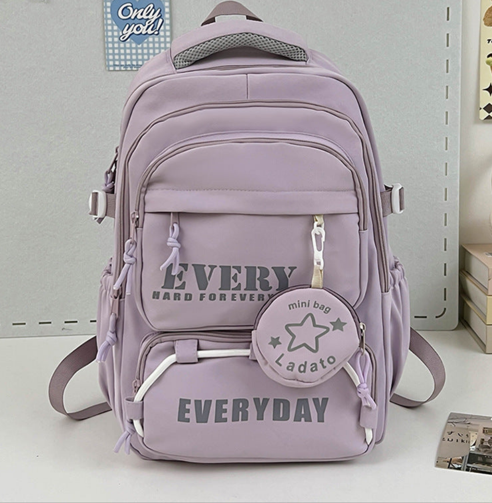 School Backpack Purple Letter Design 47cm