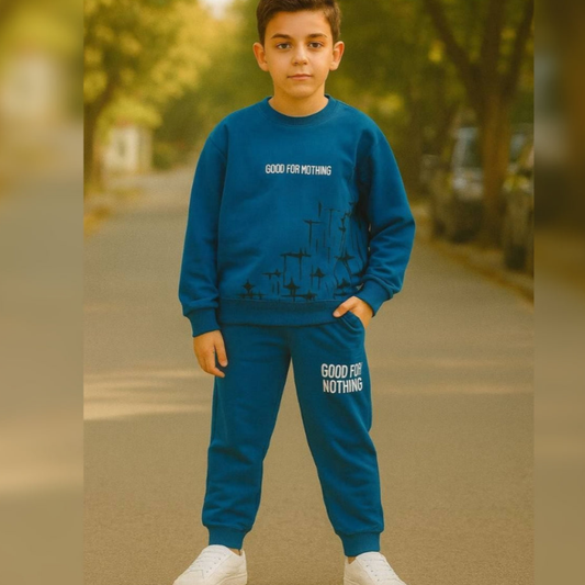 Big Size Cotton Blue Outfit For Boys 10-15y