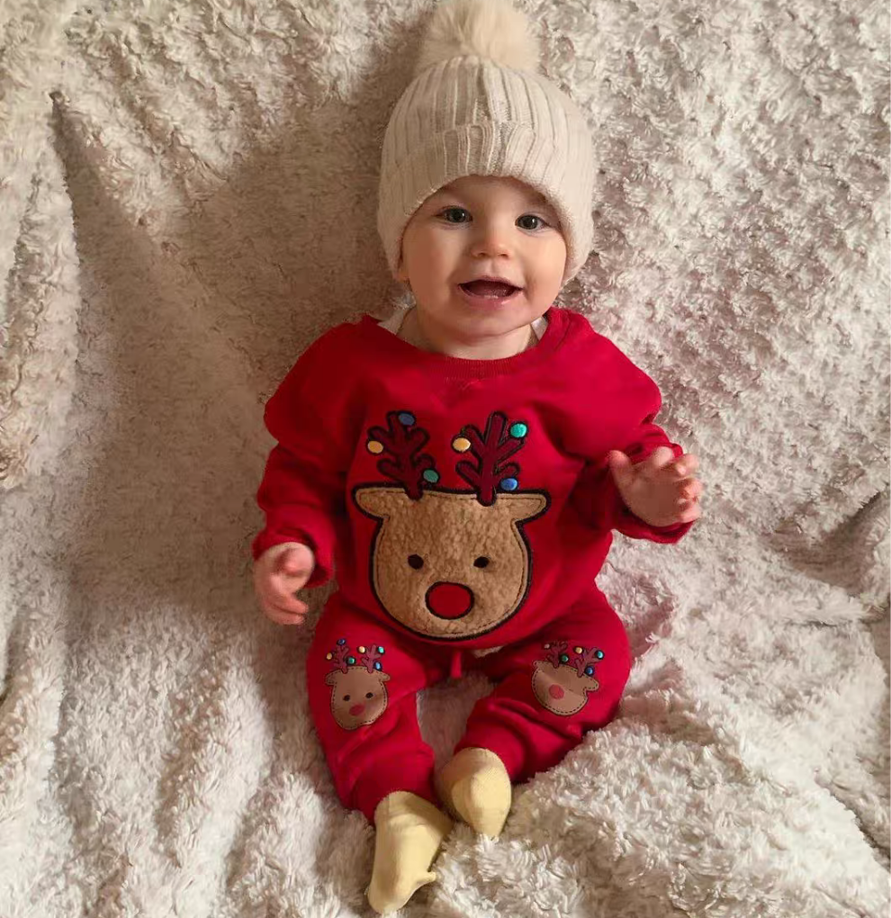 Christmas Outfit For Kids With Fleece 6-36month