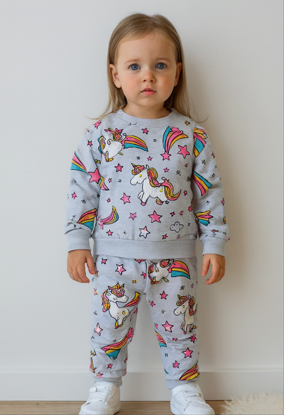 Unicorn Design Cotton Pyjama For Girl 4-5y