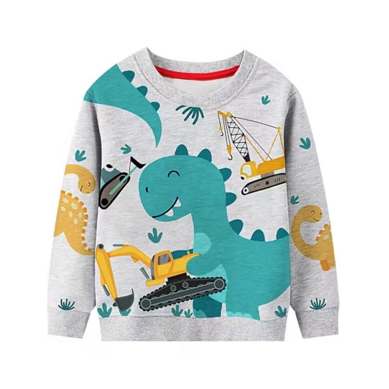 Cotton 100% Sweater Dinosaur Truck Design